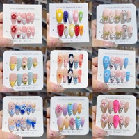 TSZS Zomer Schelp 3D Gegraveerde Kattenoog Handgemaakte Opzetnagels Verloop Fruit Bloem Parel Handgeschilderde Kunstnagels