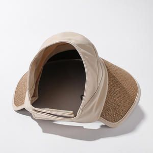Vacances coréennes <span class=keywords><strong>vent</strong></span> augmenter visière crème solaire glace soie épissage paille vide chapeau haut de forme décontracté chapeau de soleil - Product Image 5