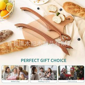 Cuchillo para pan de madera con hoja dentada en forma de arco, herramienta de cocina de 17,7 pulgadas para cortar baguette, tostadas y queso - Product Image 4