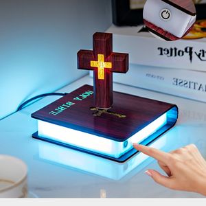 Art Deco Magnetic Levitation Bible Cross Book Base 360 Rotation Eco-Friendly Diwali <b>Baptism</b> Floating Cross Home <b>Decoration</b> Gift - Product Image 5