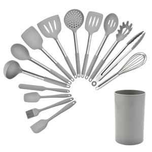 Juego de utensilios de cocina de silicona Mango de tubo Espátula Cuchara Utensilios resistentes a altas temperaturas de grado alimenticio Embalaje de caja duradera - Product Image 1