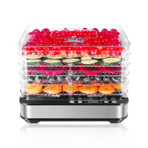 Cozinha Household Transparente Square Factory Hot-selling Grande Capacidade 5-camada de Temperatura Ajustável Fruit Food Dehydrator