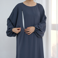 Loriya Neueste Muslimische Damenkleider Still-Abaya mit Seitenreißverschlüssen für Islamische Frauen Weite Ärmel Stillfreundliche Abaya