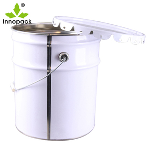 Cubo de Almacenamiento Industrial de <span class=keywords><strong>15</strong></span> Litros con Tapa Decorativa, Cubo de Acero Blanco Resistente de 15L con Asa Metálica - Product Image 2
