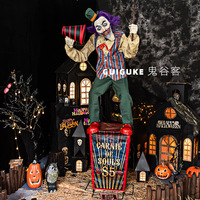 Halloween gran payaso animatronic animación inducción eléctrica sonido luminoso parque temático carnaval casa embrujada prop Decoración