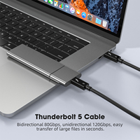 Kabel Thunderbolt 5 Kompatibel dengan Thunderbolt 4 USB4 Thunderbolt 3 USB-C 240W 16K/30Hz untuk Ponsel dan Penggunaan di Mobil