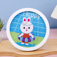Kit de peinture diamant 5D pour enfants, motif animalier de dessin animé, strass brillants, artisanat DIY avec cadre, décoration murale moderne pour la maison, coffret cadeau
