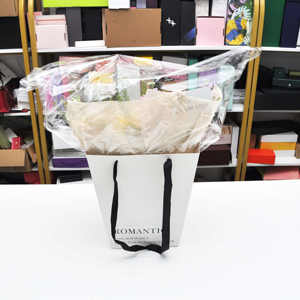 Custom Clear Window Transparent Tote Bag Flower Shop <b>Bouquet</b> Packaging Birthday Gift Bag Paper Gift Bag - Product Image 5