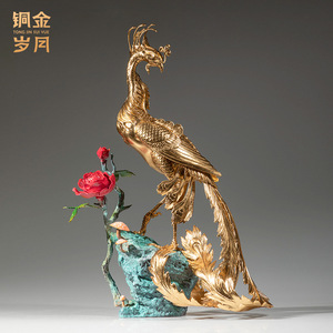 <b>Copper</b> And Gold Years Phoenix Brass Ornament Colored <b>Copper</b> Home Decoration <b>Table</b> Decor Chinese New Year Gift - Product Image 3