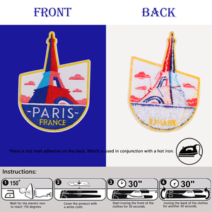 Écussons brodés personnalisés en lettres anglaises de <span class=keywords><strong>Paris</strong></span>, badge thermocollant pour vêtements et uniformes scolaires - Product Image 4