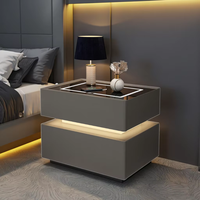 Tables de chevet modernes et simples en cuir pliables avec 2 tiroirs de rangement pour appartement et chambre d'hôtel