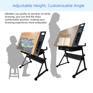 Escritorio <span class=keywords><strong>de</strong></span> Dibujo Ergonómico con Superficie <span class=keywords><strong>de</strong></span> Vidrio Inclinable, Almacenamiento <span class=keywords><strong>de</strong></span> Malla y Marco Metálico para Artistas, Arquitectos y Espacios <span class=keywords><strong>de</strong></span> <span class=keywords><strong>Trabajo</strong></span> Creativos - Product Image 4
