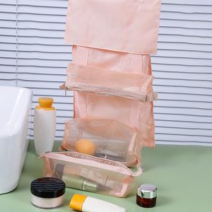 Detachable 4-in-1 Modern Fabric Zipper Large Travel Cosmetic <b>Storage</b> <b>for</b> Bag Handheld Foldable Fashion <b>Makeup</b> Organizer - Product Image 2