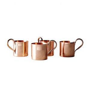 Ensemble de 4 mugs en cuivre poli, élégants et faits à la main, 500 ml, empilables, avec poignée, design moderne et luxueux pour cocktails Moscow Mule, bière et mocktails - Product Image 1