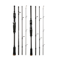 Joran Pancing Spinning/Casting 4-Piece Serat Karbon Tinggi, Medium Power, dengan Keramik Guide, untuk Danau, Laut, dan Ikan Bass, Portabel
