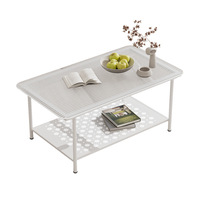 Table basse et à thé moderne décorative de style Ins, double couche en verre trempé avec rangement pour petit appartement