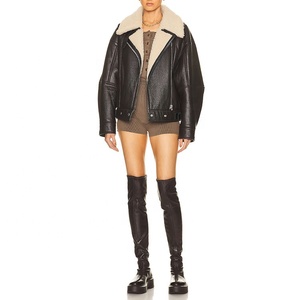 2023 inverno Logo personalizzato nero polsini con bottoni cappotti <span class=keywords><strong>in</strong></span> <span class=keywords><strong>pelle</strong></span> <span class=keywords><strong>Biker</strong></span> <span class=keywords><strong>donna</strong></span> giacche Casual <span class=keywords><strong>in</strong></span> <span class=keywords><strong>pelle</strong></span> - Product Image 4