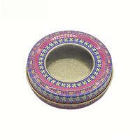 EM Vente en gros 3-5g Boîte en métal safran Couvercle transparent et surface imprimée offset Emballage de boîte en fer blanc vide rond