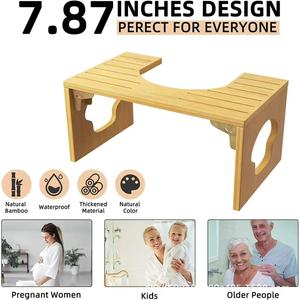 Bamboo <b>Foldable</b> Squat Toilet Stool For Elderly And Children With Non Slip Mat Height Increasing <b>Footstool</b> Home Use - Product Image 4