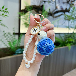 En gros, Porte-clés pendentif tortue en crochet tricoté doux, Jouets Amigurumi faits main, Breloque de sac et porte-clés poupée animaux marins perlés - Product Image 5