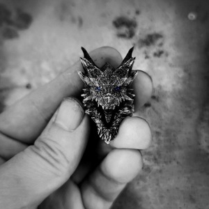 हिसरा सबसे ज्यादा बिकने वाली विंटेज मिश्र धातु प्राकृतिक पत्थर इलेक्ट्रोप्लेटेड ड्रैगन खोलने समायोज्य इनले रिंग पुरुषों के फैशन पंक - Product Image 4