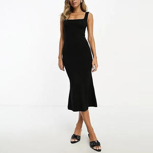 Taglia e cuci abiti da donna stile morbido estivo Casual con collo quadrato Slim Fit Midi - Product Image 3