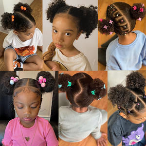 <b>Kids</b> Synthetic <b>Hair</b> Extensions 7cm Double Ponytails Pure Black Kanekalon Fiber For Girls <b>Hair</b> <b>Accessories</b> - Product Image 3