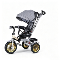 Poussette tricycle élégante pour bébé, en alliage d'aluminium, couleur personnalisée, auvent pliable, cadre léger, sécuritaire pour les enfants, capacité de charge de 15 kg