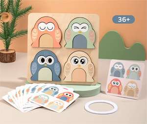 Holz-Puzzle-Set für Kleinkinder Eulen-Gesichts-Puzzle Wörter-Alphabet-Puzzle Tieren-Jigsaw für Kinder im Alter von 2 3 4 Jahren Frühschule-Spielzeug - Product Image 2