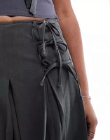 FY Y2K femmes vêtements femme jupe mode grande taille taille haute gris cravate côté Midi Kilt femmes plissé jupe mi-longue pour dames