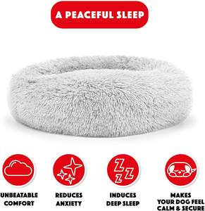 Taklit kürk rahat yıkanabilir yumuşak Donut evcil hayvan kedi köpek yatağı sıcak yuvarlak özelleştirilmiş sakinleştirici kabarık peluş noel miyav - Product Image 3