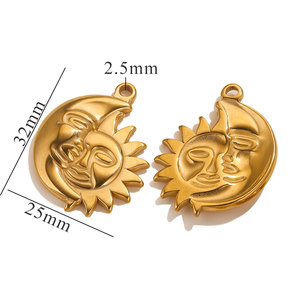 Colgante de Acero Inoxidable con Cara Sonriente, Sol y Luna, Colgante de Acero para DIY, Collar Hecho a Mano, Accesorios, Dijes de Joyería DIY - Product Image 1