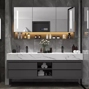 新设计豪华大理石双水槽浴室梳妆台家具梳妆台柜