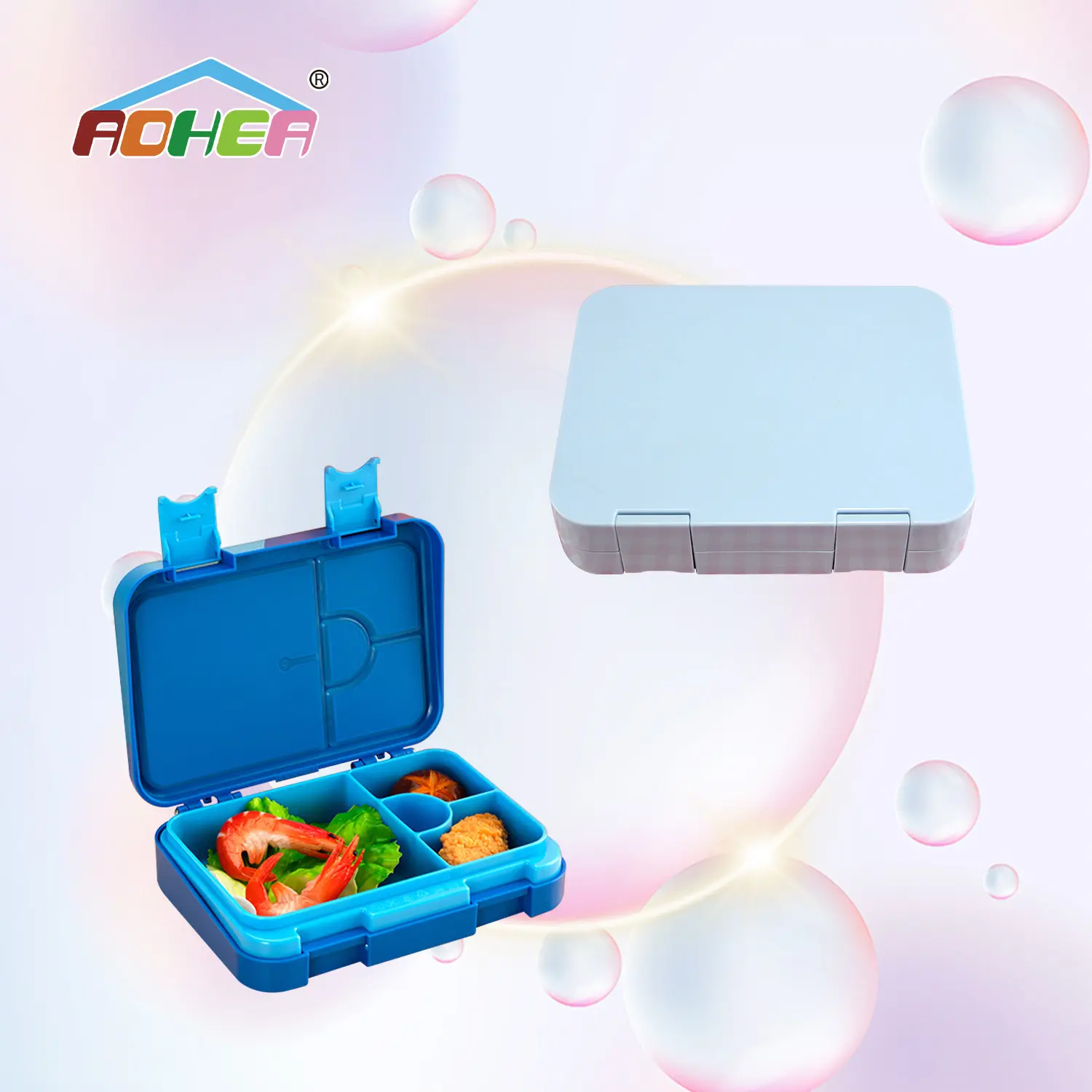 Aohea personalizado a prueba de fugas térmico 4 6 compartimentos BPA libre Eco seguro plástico Tritan escuela niños chico Bento fiambrera