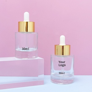 Luxury 30ml 50ml Thick Bottom Essential Oil Bottle Glass Dropper Frosted Flat Shoulder Wide Dropper Bottle 1oz for Serum Oil - Product Image 4