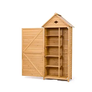 Rangement de jardin Offre Spéciale, cabanon d'extérieur avec casier Armoire de rangement murale en bois avec portes coulissantes de grange de couleur marron rustique/