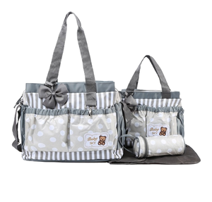 Borsa da mummia Set di quattro pezzi multifunzionale grande capacità stampata alla moda a pois farfalla Festival Mummy Bag - Product Image 1