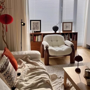 Dan Ren <span class=keywords><strong>Yi</strong></span> Mid-Century Style Tout en Bois Massif Rétro Designer Chez l'Habitant Salon Canapé Chaise Blanc Frêne Tissu Simple Sectionnel - Product Image 3