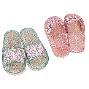 2022 Autumn Winter Unisex Indoor Hotel Slippers Vintage Floral Home Bedroom Slippers Soft Cotton Toe Sole Slippers Ladies Shoes
