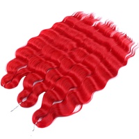 Extensions de cheveux synthétiques Lena Red à double trame, ondulées, pour tressage au crochet, 24 pouces, résistantes à la chaleur, teintes, 60 mèches par paquet
