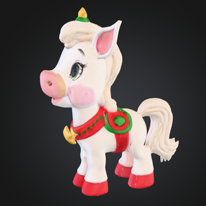 Decorazione Multicolore per Halloween e Carnevale, Cavallo <span class=keywords><strong>Bianco</strong></span> Piccolo e Carino in Resina Scolpita - Product Image 1