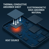 Feuille absorbante micro-ondes 0,5-5,0 mm, matériau de blindage RF 1,5-5,0 W/mk pour la protection EMI des infrastructures de télécommunications