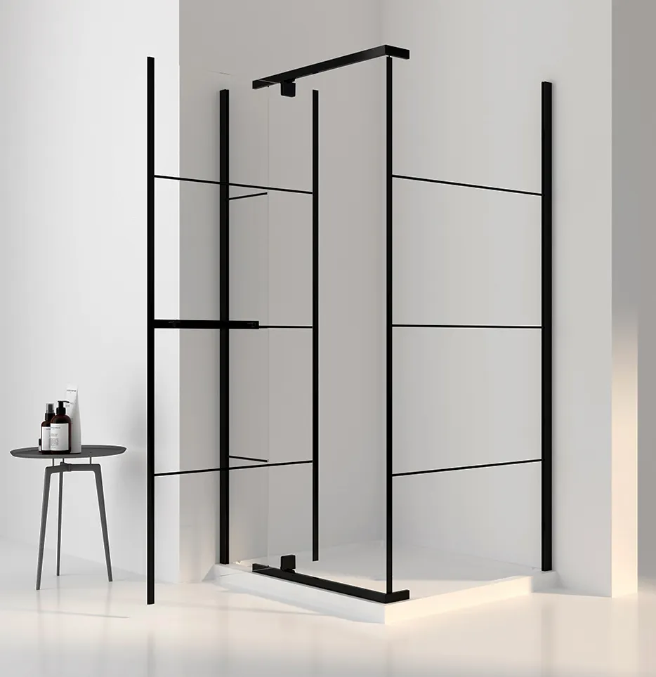 Intérieur noir verre supports de douche design cabine de douche en verre dépoli