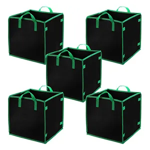 3 5 7 10 Gallon Custom Garden Fabric Square Pots Flower Grow Bags Non-Woven Square Plant Growing Bags with Handles
