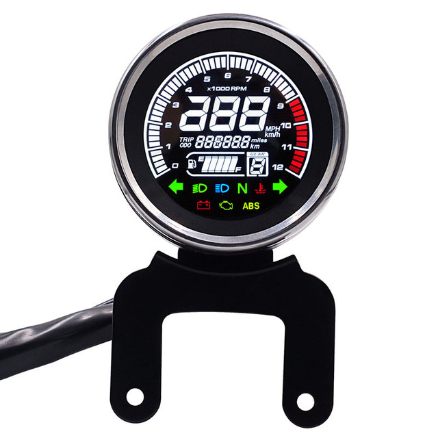 Motorcycle Meter Retrofit Multi-function LCD Display 12000rpm Tachometer