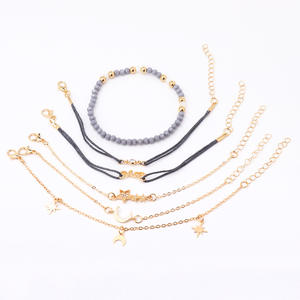 Star Moon Charm <b>Bracelet</b> <b>Set</b> Gold Plated Alloy Women's Bohemia Jewelry Gift <b>Set</b> - Product Image 3