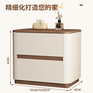 Table de chevet minimaliste moderne en bois massif, meuble de rangement pour chambre à coucher, design de luxe léger - Product Image 5