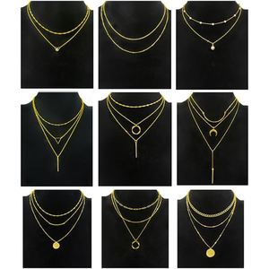Ofeiyaa Store 9Pcs 18K Gold Layered <b>Necklaces</b> Simple Paperclip <b>Cuban</b> <b>Chain</b> Pendant Jewelry for Women - Product Image 6