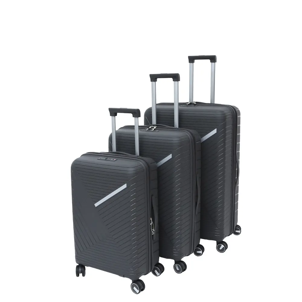 Carry-on koper perjalanan 3 buah, set koper troli ABS + PC terlaris 2024