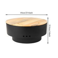 SEJR Brasero moderne rond en acier de 24 pouces pour brûler du bois avec grille de cuisson intégrée pour table extérieure